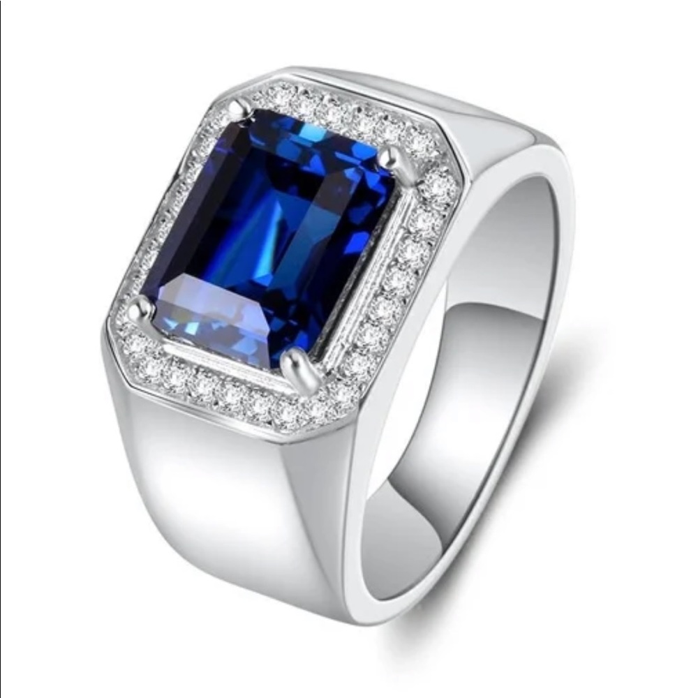 925 Men’s Blue Sapphire Ring